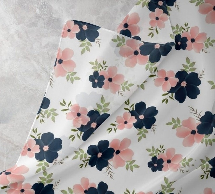 Novelty fabric for children's clothing, dog bandanas, pet clothing, with floral print, for children's sewing and crafts.