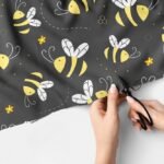 Novelty Print fabric - bees & flowers print, for handmade children's clothing, cat & dog bandanas, Quilting & skirts.