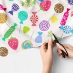 Novelty Print fabric - candies and toffees print, for handmade children's clothing, cat & dog bandanas, skirts and dresses.