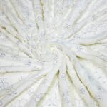 Faux Fur fabric, with a pile to it,with embroidered floral motifs, for costumes, toys, dance clothing & sewing for theatre.