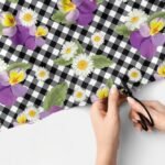 Floral & Gingham Print Fabric with for vintage dresses, skirts, children's clothing, bowties, vintage quilting and sewing.