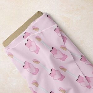 Hearts & lip gloss brush print fabric, for dog bandanas & bows, children's clothing, quilting, etsy sewing and dresses.