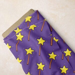 Magic wands & stars print fabric, for dog bandanas & bows, children's clothing, quilting, etsy sewing, crafts and dresses.