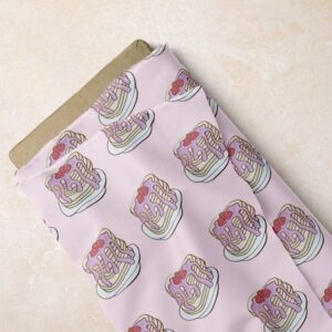 Pancakes & Syrup print fabric with strawberries, for dog bandanas & bows, children's clothing, quilting & etsy sewing.