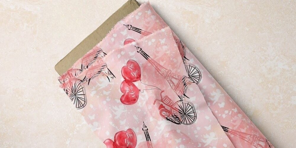 Paris, Eiffel Tower, bicycles & hearts print fabric, for dog bandanas & bows, children's clothing, quilting & etsy sewing.