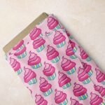 Pink Cupcakes Print Fabric for dresses, skirts, handsewn children's clothing, dog bandanas & bows, bowties and etsy crafts.