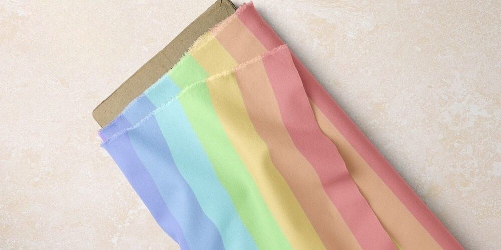 Rainbows Stripes Print fabric, in bright colors, for children's clothing, skirts, dog bandanas and bows, and etsy sewing.