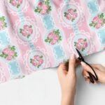 Flowers and Stripes print fabric, in pastel colors, for children's clothing, skirts, dog bandanas and bows & etsy sewing & crafts.