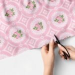 Flowers and circles print fabric, in pastel colors, for children's clothing, skirts, dog bandanas and bows & etsy sewing & crafts.