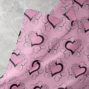 Novelty print fabric, for children's clothing, dog bandanas, pet clothing, with hearts & flowers print, for sewing and crafts.