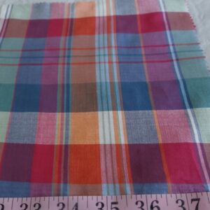 Bleeding Madras Fabric woven with yarns dyed naturally, for vintage menswear like shirts, pants, ties and bowties & dresses.