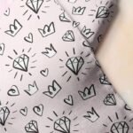 Diamonds, Crowns & Hearts novelty print fabric for sewing children's clothing, dog bandanas, skirts & dresses, ties and bowties.