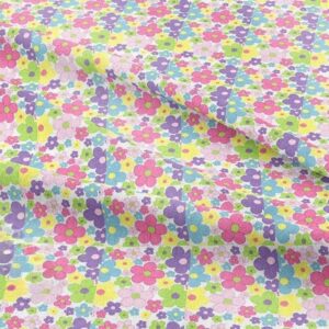 Novelty fabric with Flowers and bright colors, for shirts, skirts, bowties, children's clothing & dog bows and bandanas.