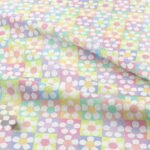 Novelty fabric for summer sewing with flowers / floral print with square blocks, for shirts, skirts, bowties, & dog bandanas.