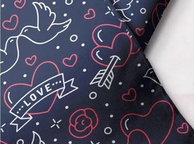 Novelty print fabric with love words & hearts printed for dog bandanas, bows, vintage clothing & classic children's clothing.