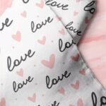 Novelty print fabric with love words & hearts printed for dog bandanas, bows, vintage clothing & classic children's clothing.