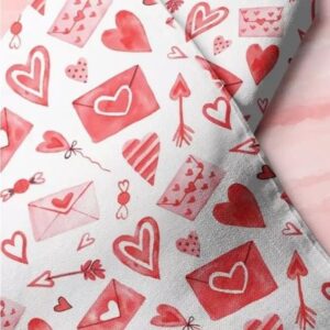Novelty print fabric with love letters & hearts printed for dog bandanas, bows, vintage clothing & classic children's clothing.