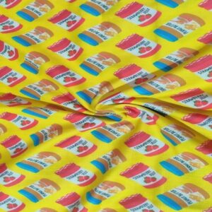 Strawberry Jelly & Peanut Butter print fabric, for dog bows and bandanas, ties & bowties, and sewing children's clothing.