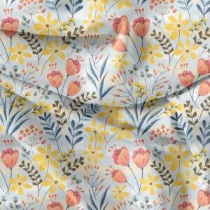 Vintage floral print fabric for dresses, skirts, quilting and crafts