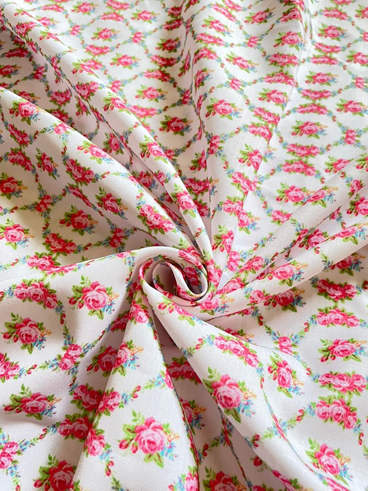 Vintage floral print fabric for dresses, skirts, quilting and crafts, pet clothing, pinup clothing, and sewing skirts.