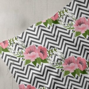 Chevrons, flowers & leaves Print Fabric, for sewing dog bows and bandanas, ties & bowties, skirts, dresses & quilting.