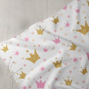 Novelty fabric with crowns print, for skirts and dresses, bows, handmade children's clothing, handmade crafts & bandanas.