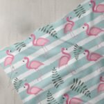 Flamingos, Stripes & Leaves Print Fabric, for sewing dog bows and bandanas, ties & bowties, skirts, dresses & quilting.