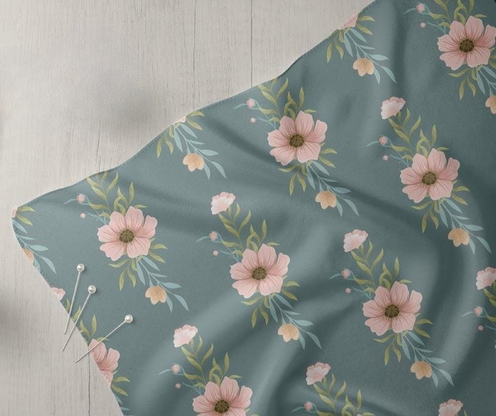 Novelty Fabric with floral prints - vintage flowers print for children's clothing, dog bandanas & handmade bows & crafts.