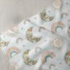 Spring Moon, Rainbows, Clouds & Happy faces print fabric for dresses, children's clothing, skirts, dog scarves & bandanas.