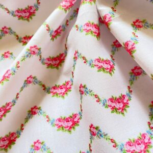 Vintage floral print fabric, with flowers printed for vintage dresses & skirts, victorian clothing & classic clothing.