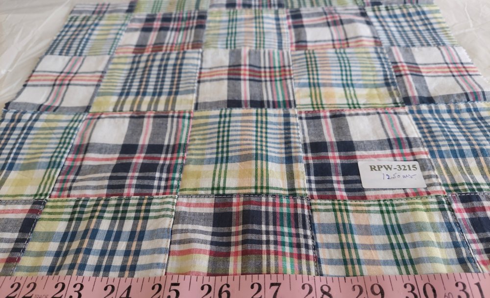 Patchwork Madras fabric for ivy style clothing, preppy menswear, classic children's clothing, dog bandanas & handmade bowties.