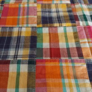 Patchwork madras fabric for classic children's clothing, vintage dresses & skirts, retro sewing, dog bandanas & bowties.