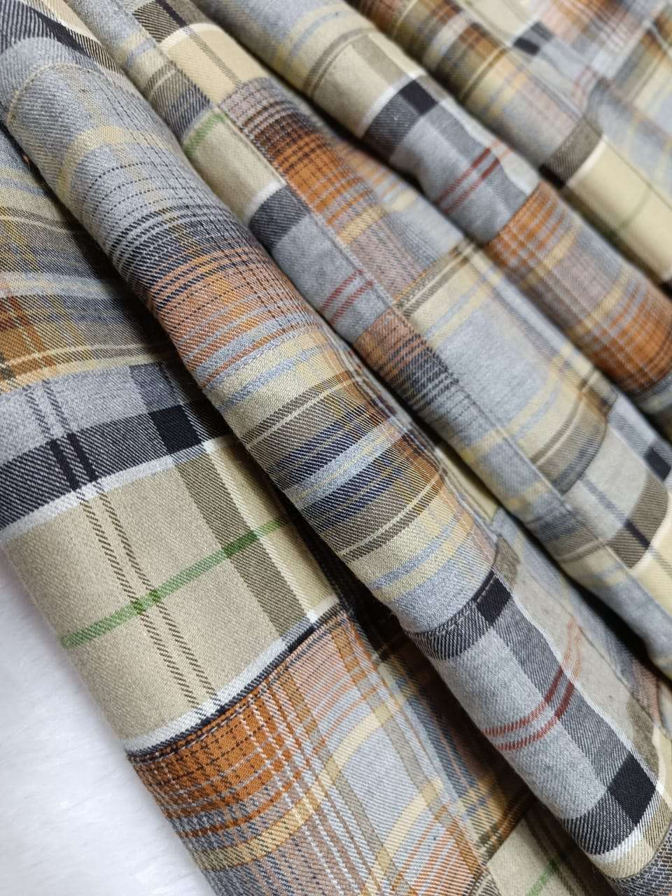 Twill patchwork plaid fabric, with twill plaid, for men's shirts, outdoor clothing, Fall clothing and vintage menswear.