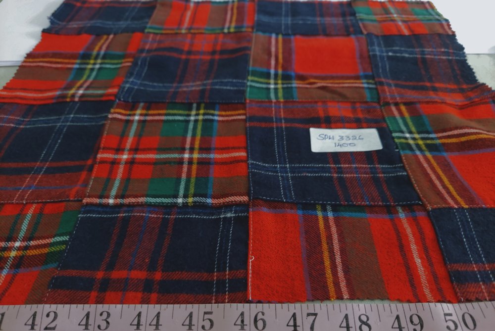 Flannel patchwork plaid fabric,in a Christmas plaid, for shirts, outdoor clothing, Fall clothing and vintage menswear.