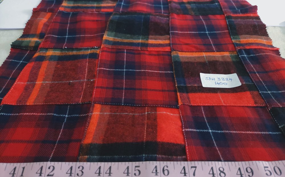 Flannel patchwork plaid fabric, or a winter plaid, for men's shirts, outdoor clothing, Fall clothing and vintage menswear.