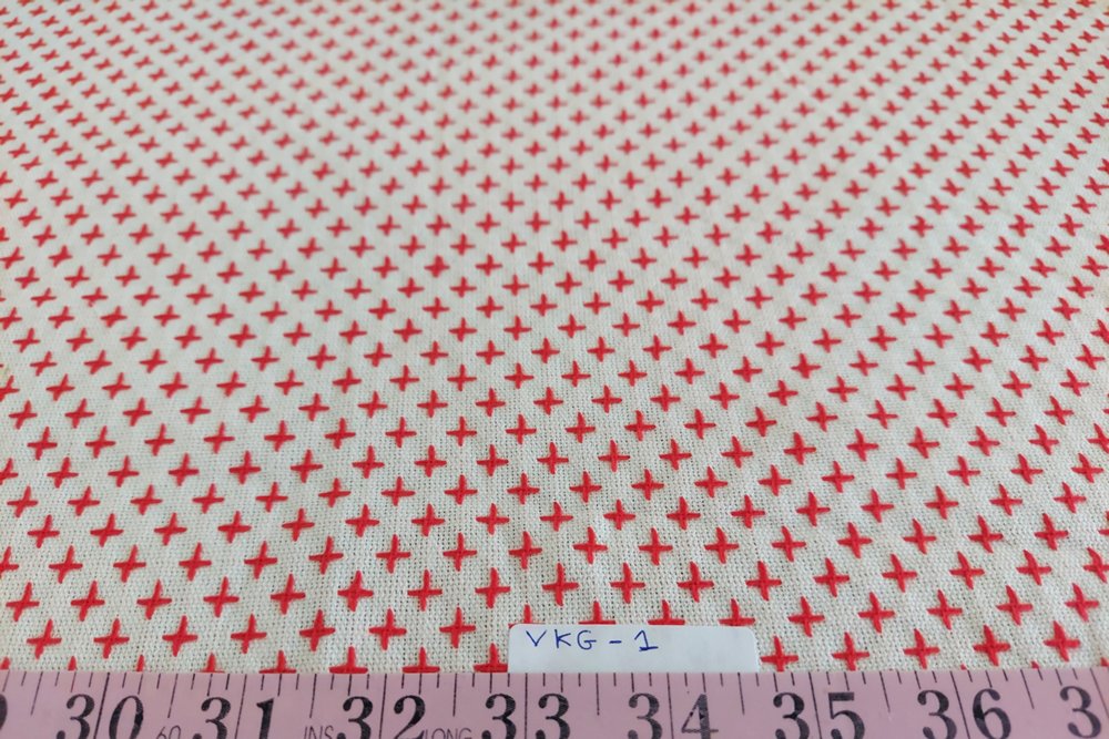 Cotton Fabric with Plus Signs Embroidered, for children's clothing, dog bandanas, skirts, shirts, men's shorts, ties & bowties.