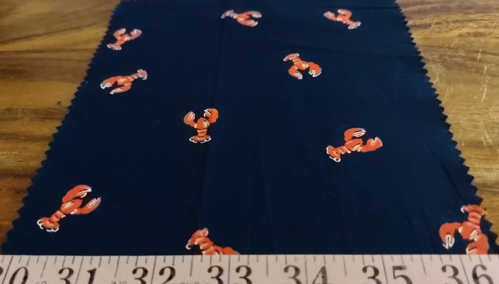 Lobster print fabric / marine print for dresses, skirts, bowties, nautical clothing, menswear and sewing dog & cat bandanas.