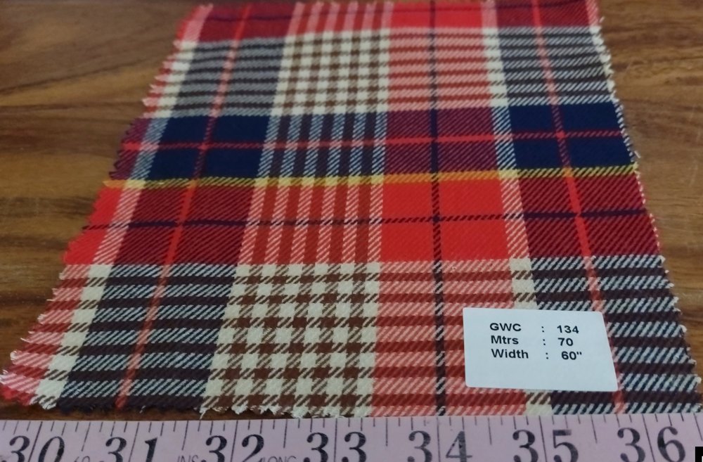 Plaid Twill or flannel madras plaid fabric for men's winter shirts, outdoor clothing, children's clothing, and dog bandanas.