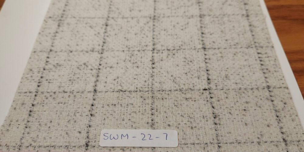 Wool fabric in windowpane check pattern, for Fall & winter clothing like shirts, skirts, dresses, coats, hats, caps and bowties.