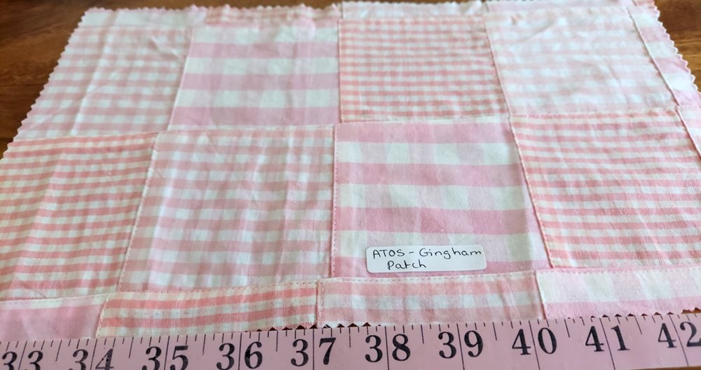 Patchwork Gingham fabric or gingham patchwork for sewing children's clothing, dog bandanas, bowties, coats and shorts.