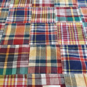 Vintage Patchwork Madras fabric for ivy style clothing, preppy menswear, classic children's clothing, dog bandanas & bows.