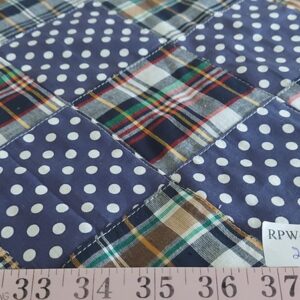 Patchwork Madras & polka dots fabric for ivy style clothing, menswear, classic children's clothing, dog bandanas & bows.