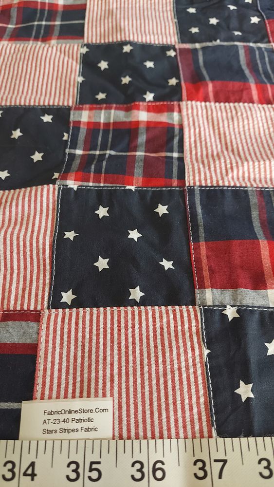 Patchwork Plaid Stars & Stripes Fabric for 4th Of July clothing, classic children's clothing, menswear, dog bandanas & skirts.