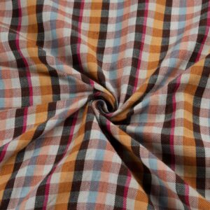 Handwoven Plaid twill fabric, loomed by hand, in a flannel twill weave perfect for Fall shirts, ties, bowties, and sewing projects.