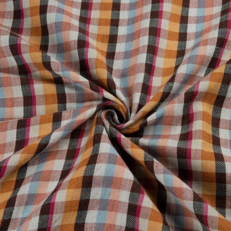 Flannel Plaid or flannel madras or twill fabric made of cotton