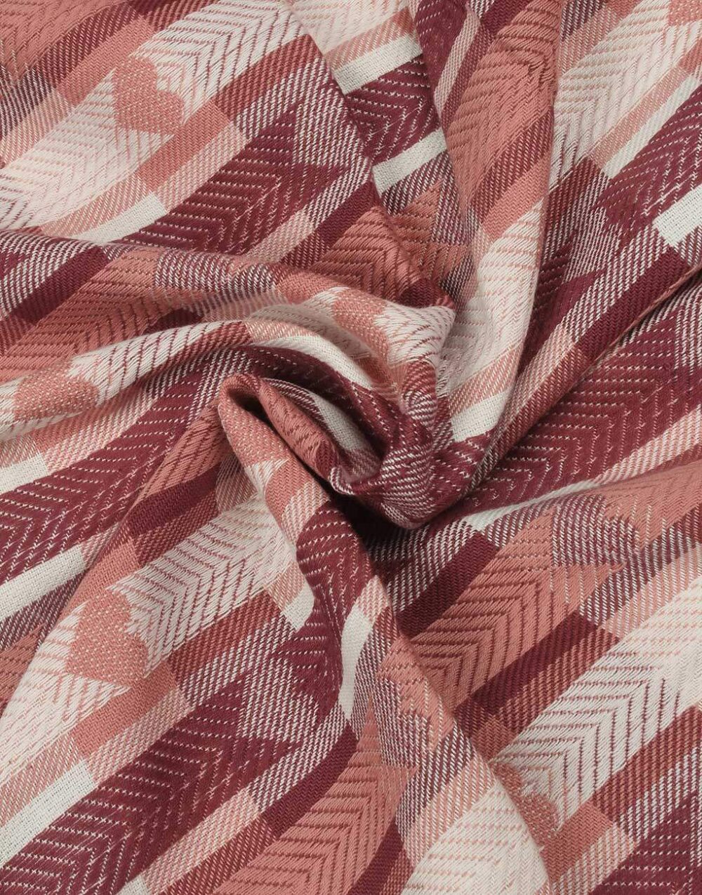 Herringbone Twill Buffalo Plaid fabric with woven hearts, for classic children's clothing, bowties, retro dresses & skirts.