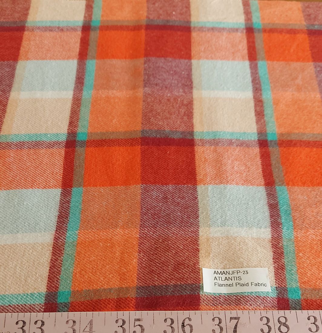 Twill Flannel madras fabric for winter sewing like shirts, outdoor clothing, dog bandanas, flannel bowties & children's clothing.