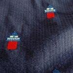 Nautical Theme - Embroidered Lighthouses On Seersucker Fabric, for sewing children's clothing, dog bandanas, bowties & shorts.