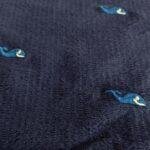 Nautical Theme - Embroidered Whales On Seersucker Fabric, for sewing children's clothing, dog bandanas, bowties & shorts.