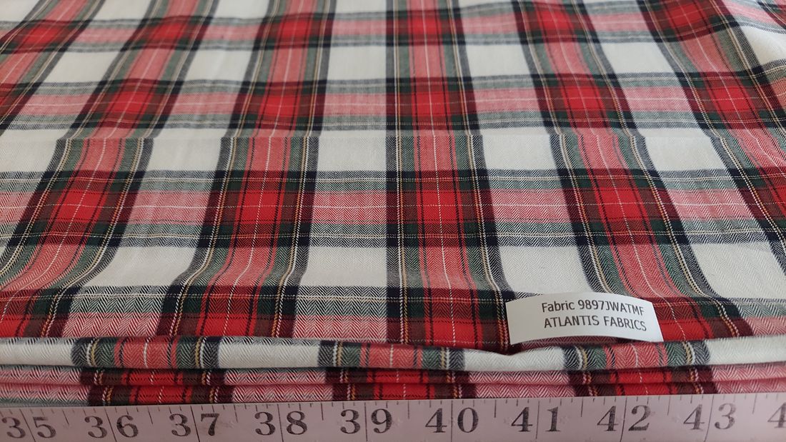 Tartan Plaid Herringbone Twill fabric for shirts, bowties, dog bandanas, classic childrens clothing, southern clothing, and sewing.